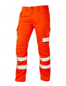 Leo Kingford EcoViz Stretch Cargo Trouser Orange - High Visibility regular leg